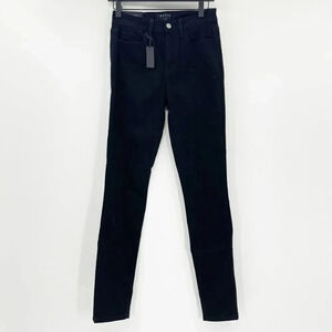 NWT DSTLD‎ Ripped Skinny Jeans Women's Size 28x30 Solid Black High Rise Ankle